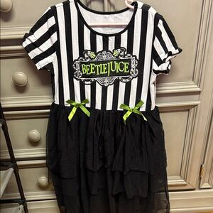 LG Black and White Striped Top with Green Accents